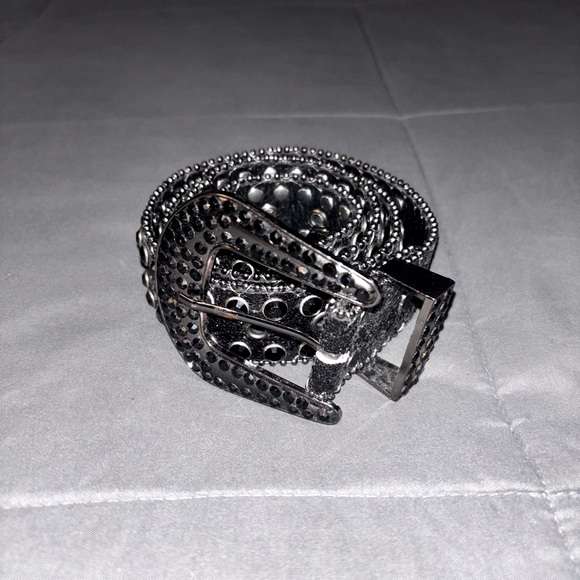 Y2k 2000s BB Simon Type Black Rhinestone Crystal Belt - Picture 1 of 4